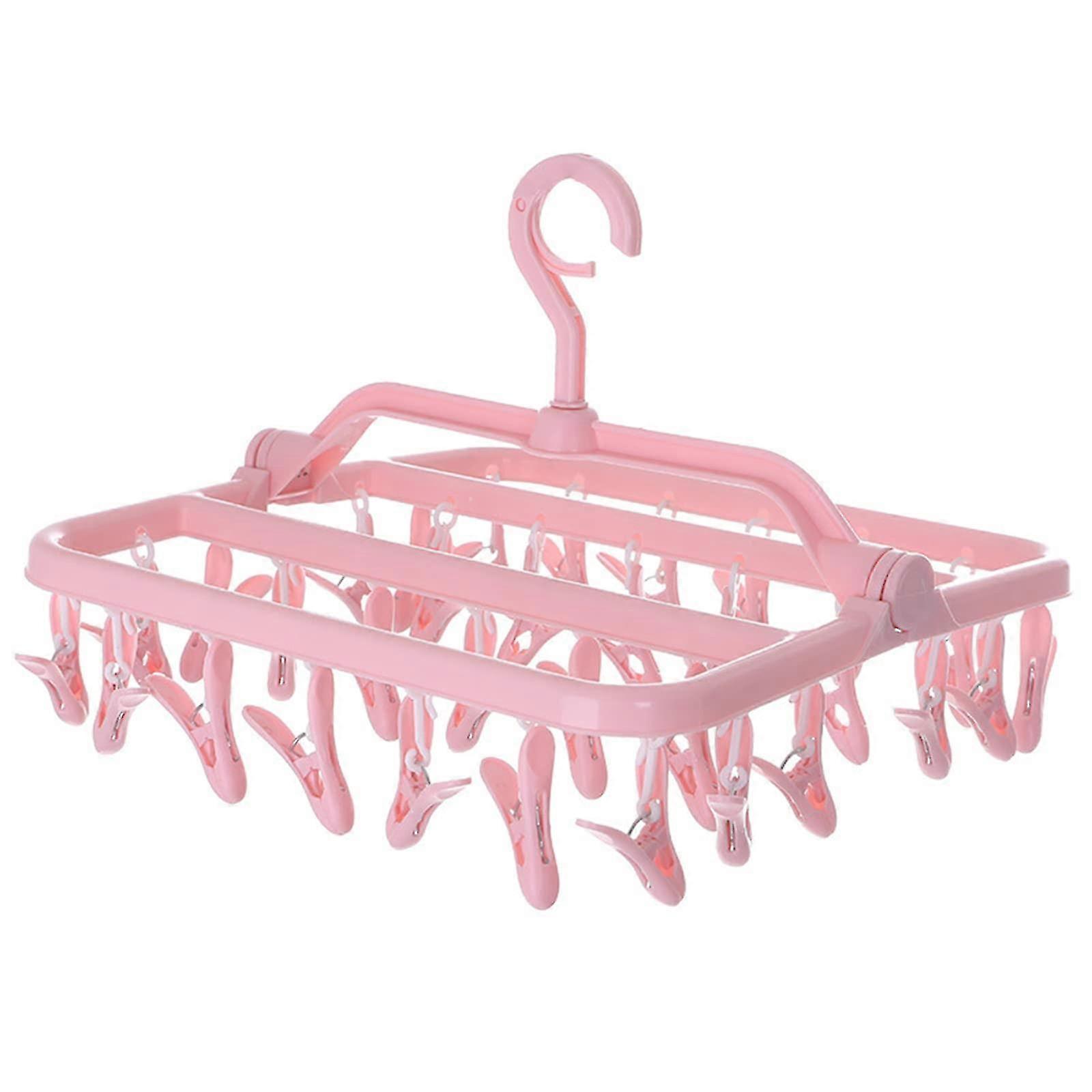 Sock drying rack, clothes drying rack with 33 clips, foldable hanging clothes rack