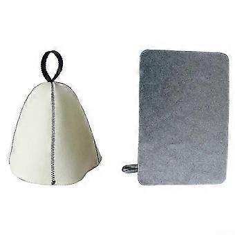 Set composto da cappello da sauna e cuscino da bagno in feltro traspirante per la protezione dal calore, per uomo e donna (blu e grigio)