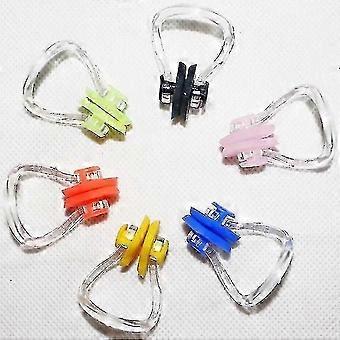 Conjunto de 6 protetores nasais de silicone para natação, ideais para crianças e adultos.