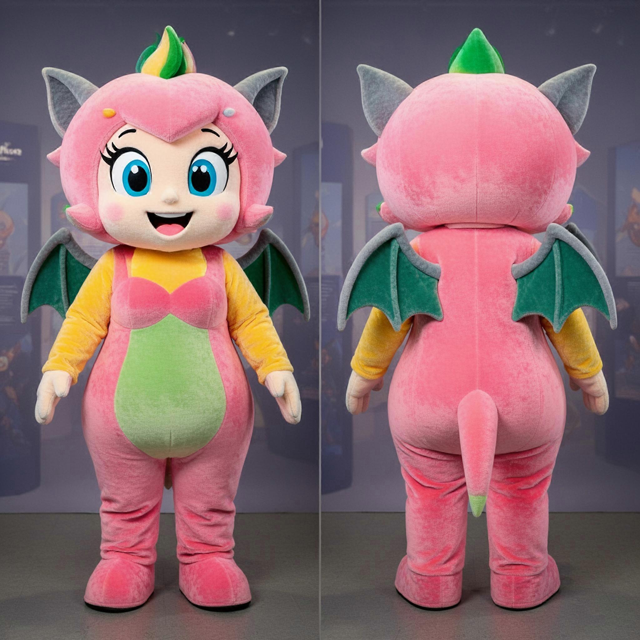 MASTICOT Peach Orange Scaled Gargoyle Mascot
