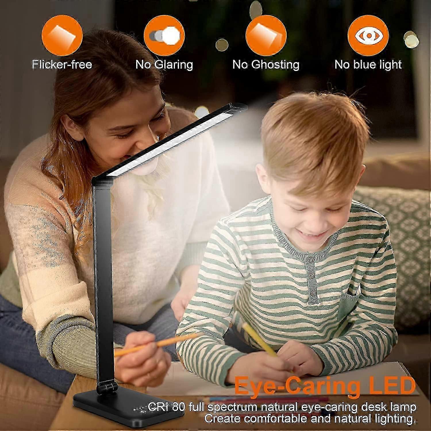 Led Desk Lamp, Dimmable Touch Control Eye Protection With Usb Port/foldable/rotating Timer Function