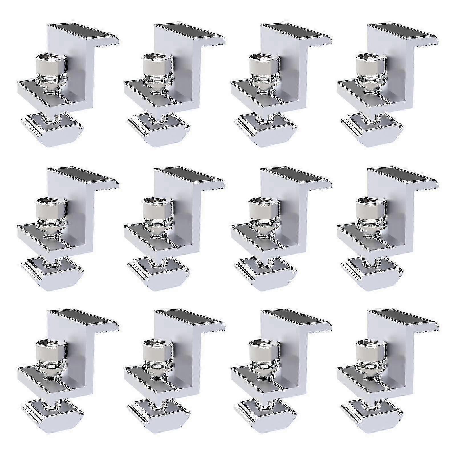 12 Pcs Aluminum Adjustable Solar End Clamp Solar Panel Mounting Bracket Durable