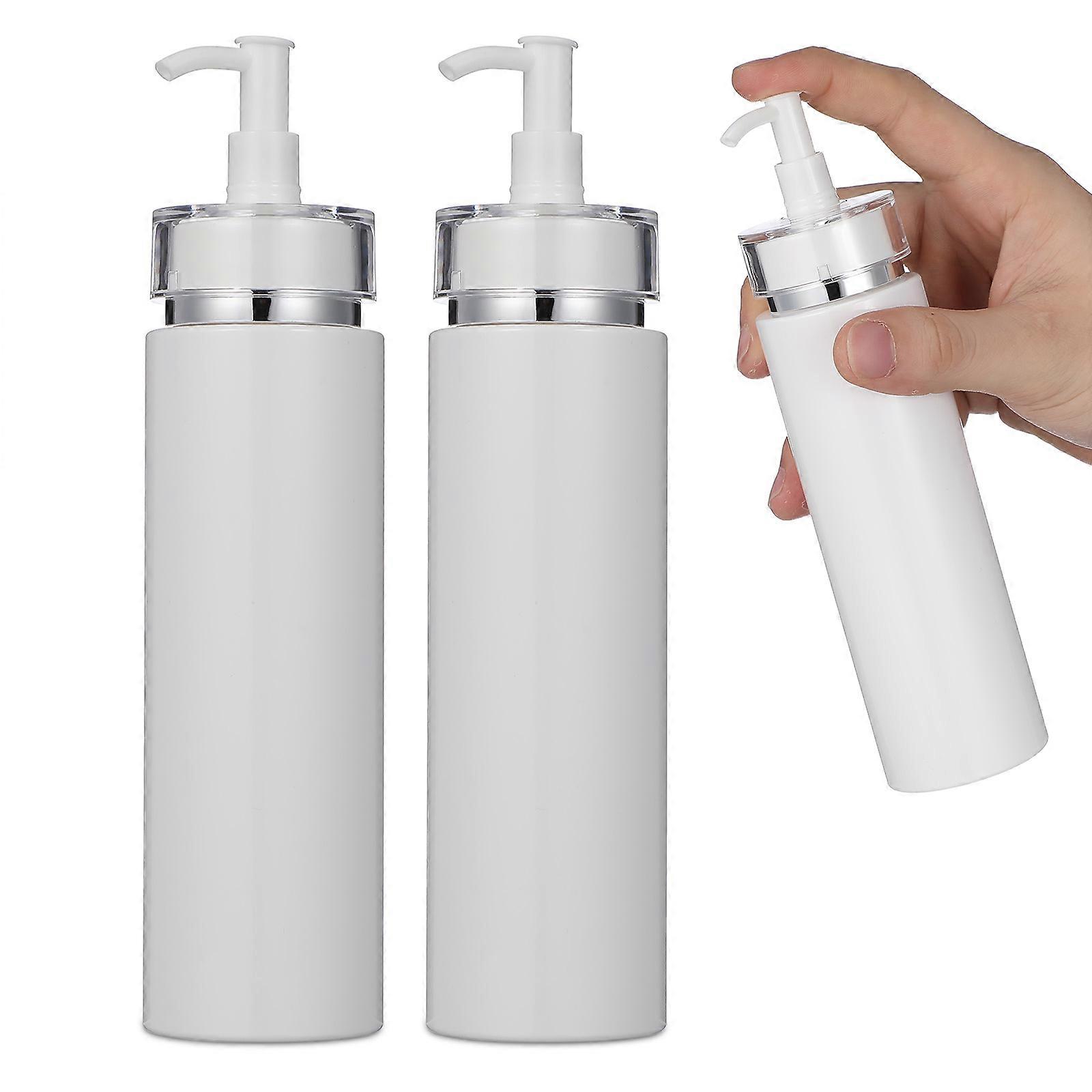 White Lotion Bottle Pump Container for Travel Use 2Pcs Portable Set