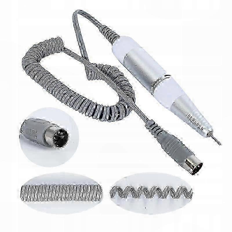 Replaceable 5-Pin Nail Milling Handle, White and Silver