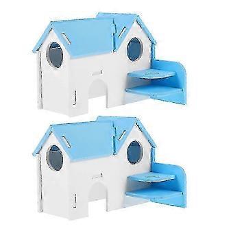 2pcs Hamster House with Hideout Villa Chinchilla Hut Hamster Cage Hideout 2025