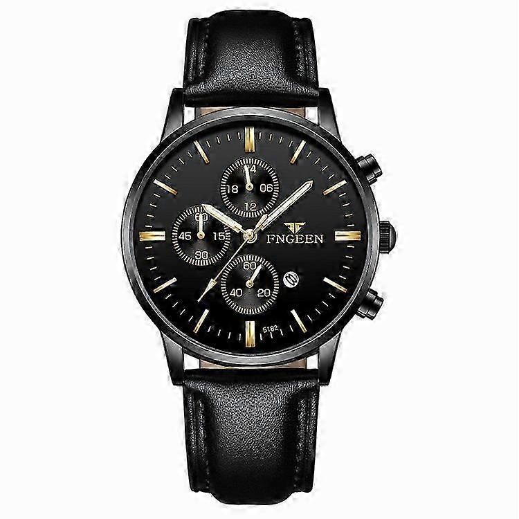 All-Black Luminous Three-Eye Watch