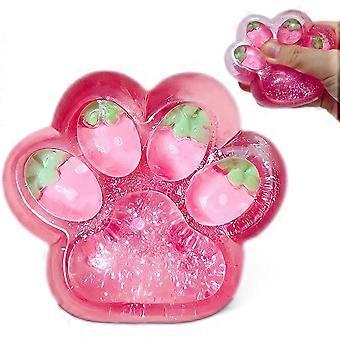 Pink Cat Paw Squishy Stress Ball, Soft Strawberry Scent, Cute Sensory Toy for Kids and Adults Gifts