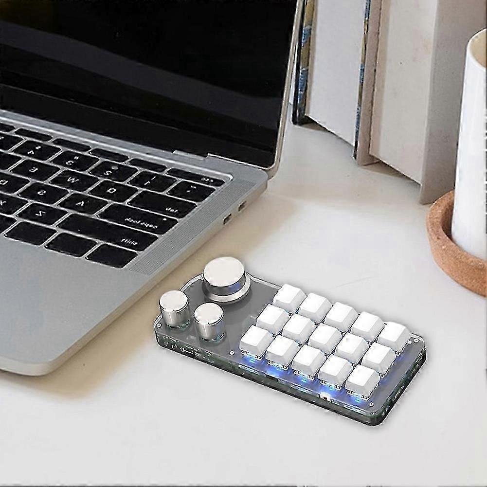 15 Keys 3 Knobs Programmable Keyboard,Blue Switch Hot Swappable Numpad, Gaming Keyboard with Memory Function Black-SNNGV