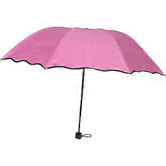 Color Changing Compact Umbrella Elegant Pink Uv Blocking Windproof Travel Companion with Rain-activated Floral Design Lightweight Collapsible for Men 