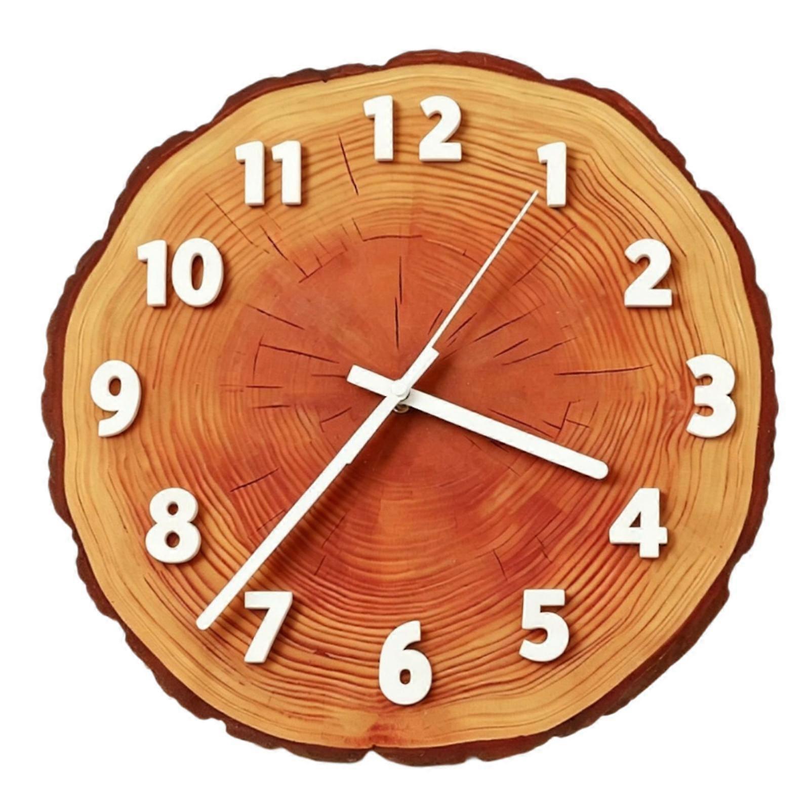 Tree Circle Wall Clock Rustic Wood Slice Clock Decorative Timepiece for Living