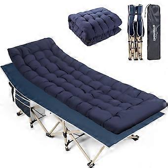 Inklapbaar extra groot veldbed met matras, 190 x 71 x 36 cm, tot 250 kg belastbaar, met zijvak en draagtas
