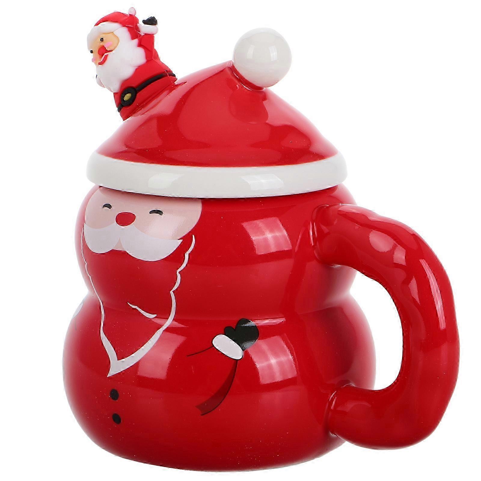 Red Santa Ceramic Mug Spoon Set