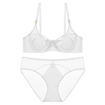 French underwear women's thin pure desire mesh sexy sex underwear big chest small anti-sagging large size bra set