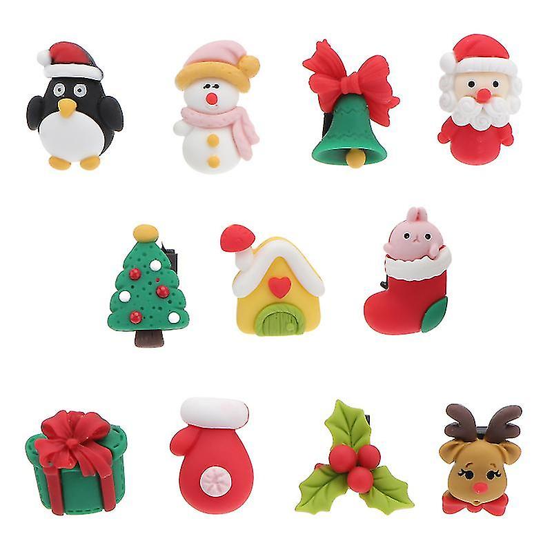 3X2.5cm Unisex Shoelaces 11pcs Xmas Decorative Shoes Buttons Handmade Buttons Wood Crafts For Xmas