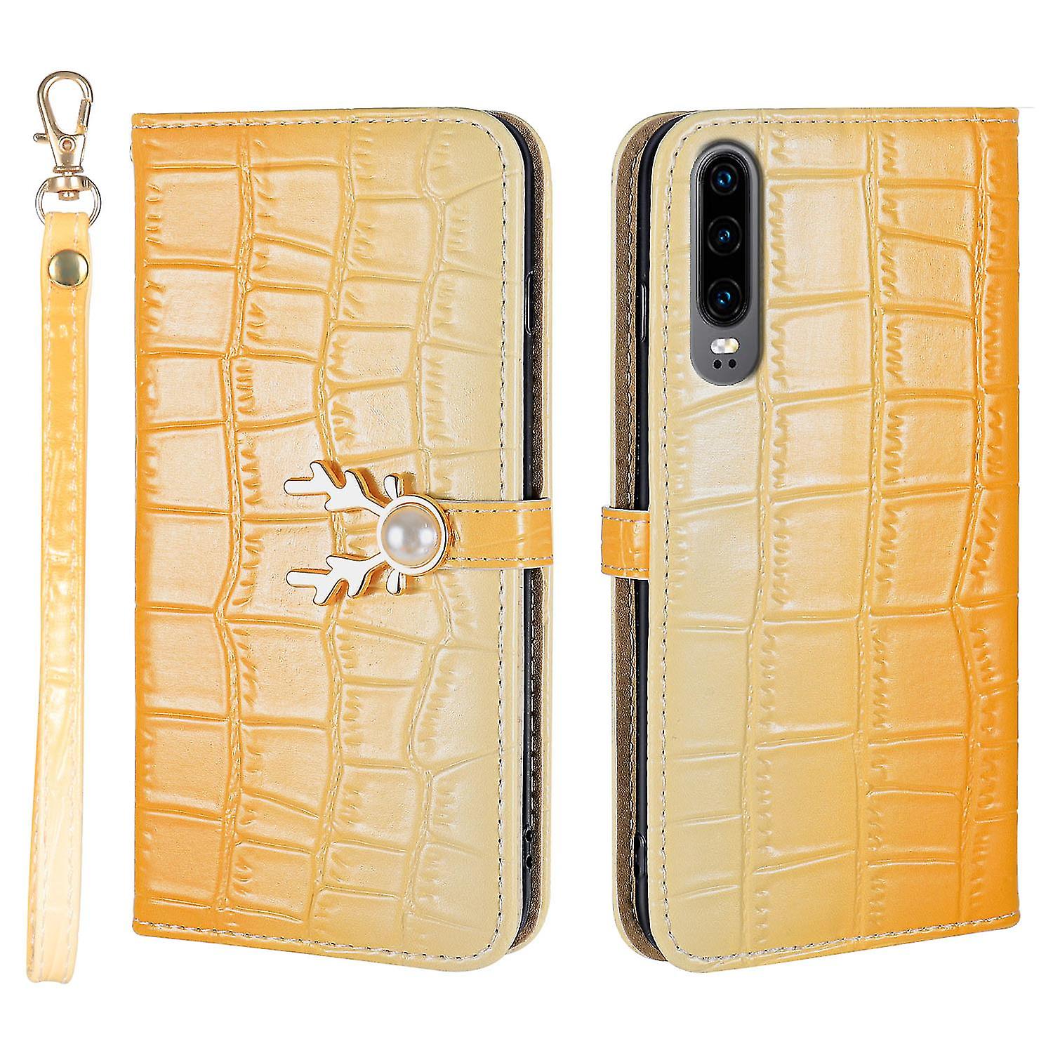Elk Pattern Phone Case For Huawei P30 With Card Holder, Lanyard, Pu Leather Material, Wallet Function, Corner Fall Protection