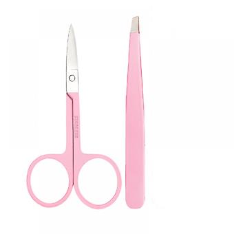 2 Pcs Tweezers Set for Women,Tweezer for Eyebrows with Curved Scissors for Ingrown Hair, Hair Plucking Daily Beauty Tools