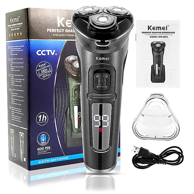 Powerful Cordless Lcd Electric Shaver With Charger Base Wet Dry Beard Electric Razor Rechargeable Facial Shaving Machine For Men