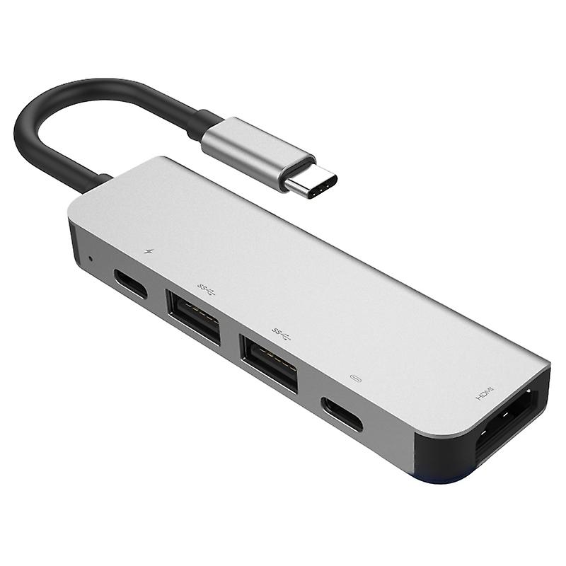 5 in 1 HDMI + USB x 2 + PD x 2 to Type-C HUB Adapter