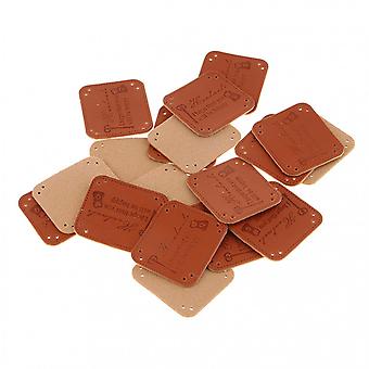 20pcs Pu Leather Tags Handmade Label Diy Clothes Bag Sewing Craft