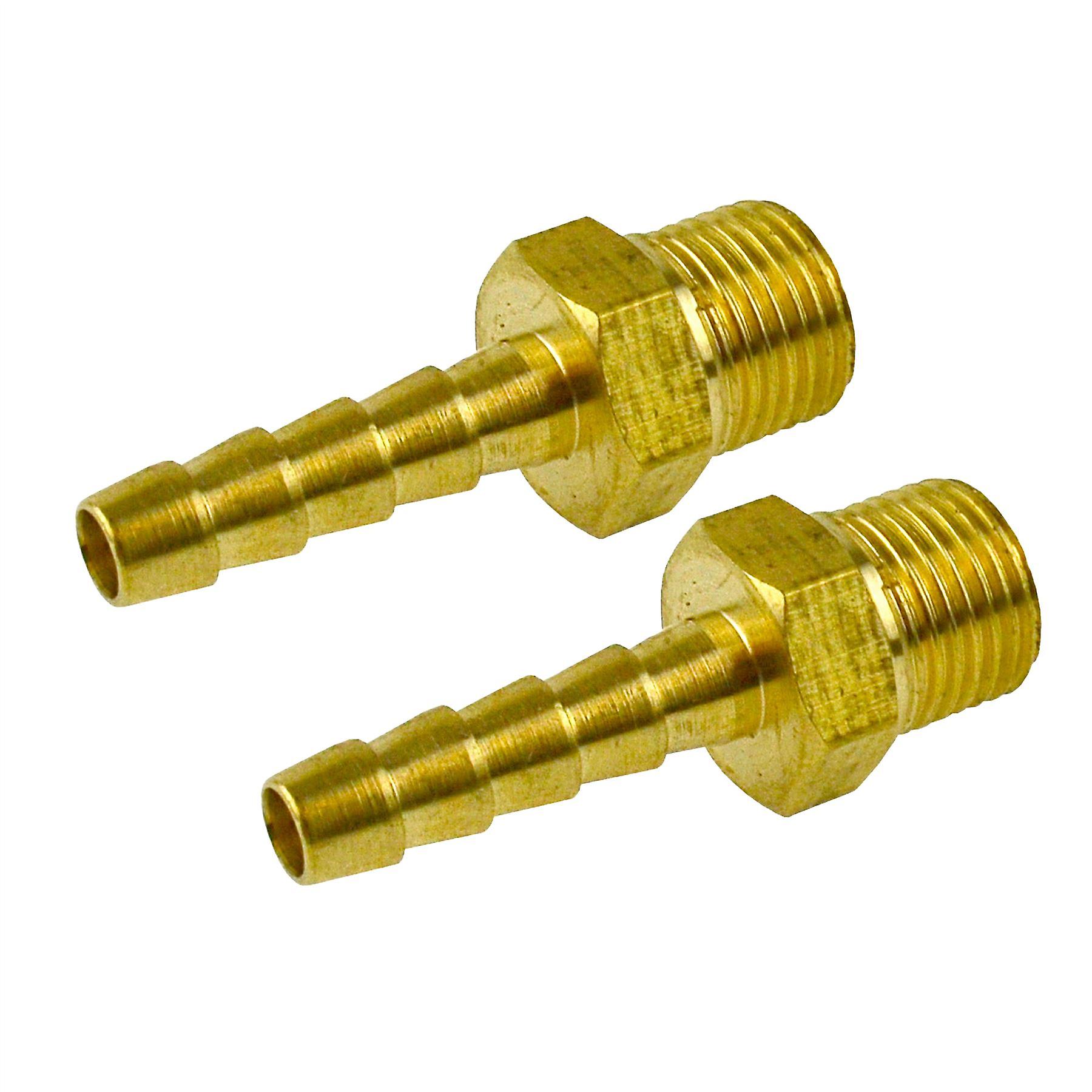 1/8" BSP Male Thread Hose Tail 3/16" Pipe Connector Fitting Brass 2 PACK FT087