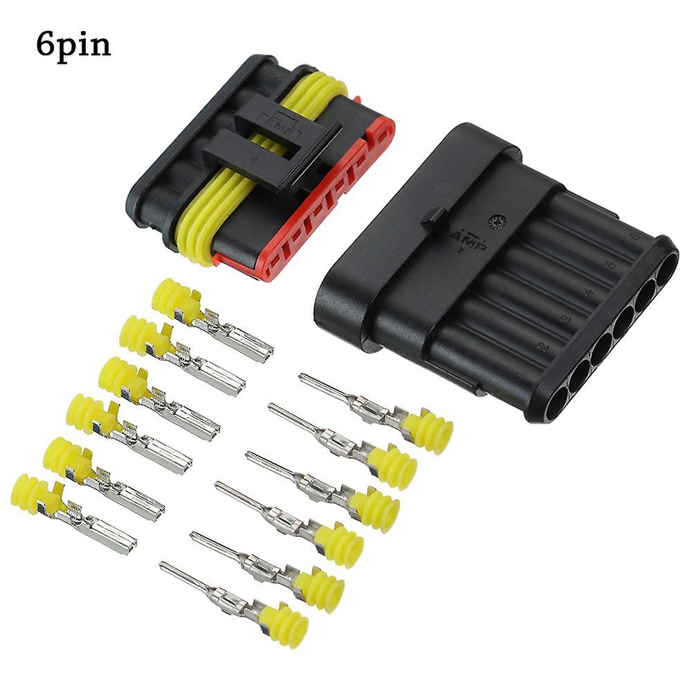 1set 2 Pin 1/2/3/4/5/6 Pins Way Amp Super Seal Waterproof Electrical Wire Connector Plug Vehicle Electronics Car Connector