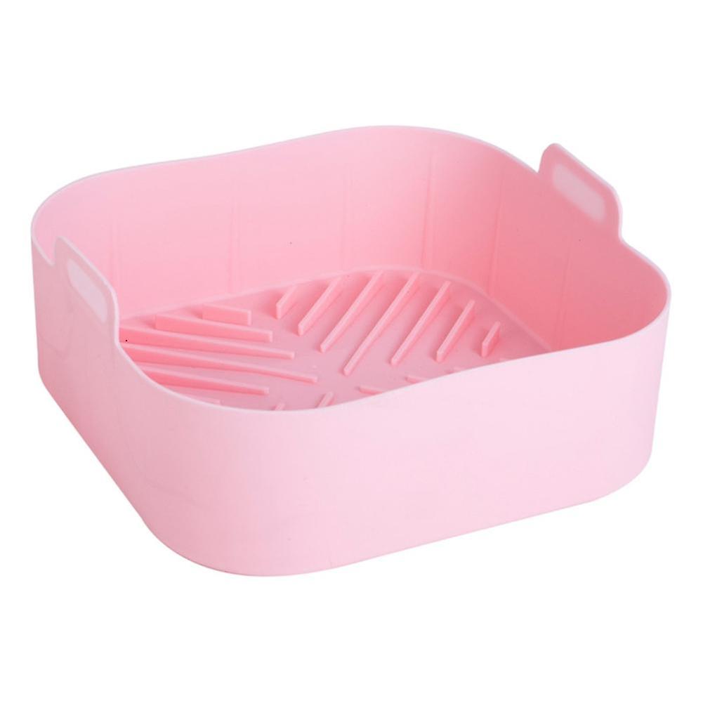 Återanvändbar Airfryer Silikonkorg Bakplåt Stekt Pizza Kycklingkorg Lätt att fritera foder Rosa