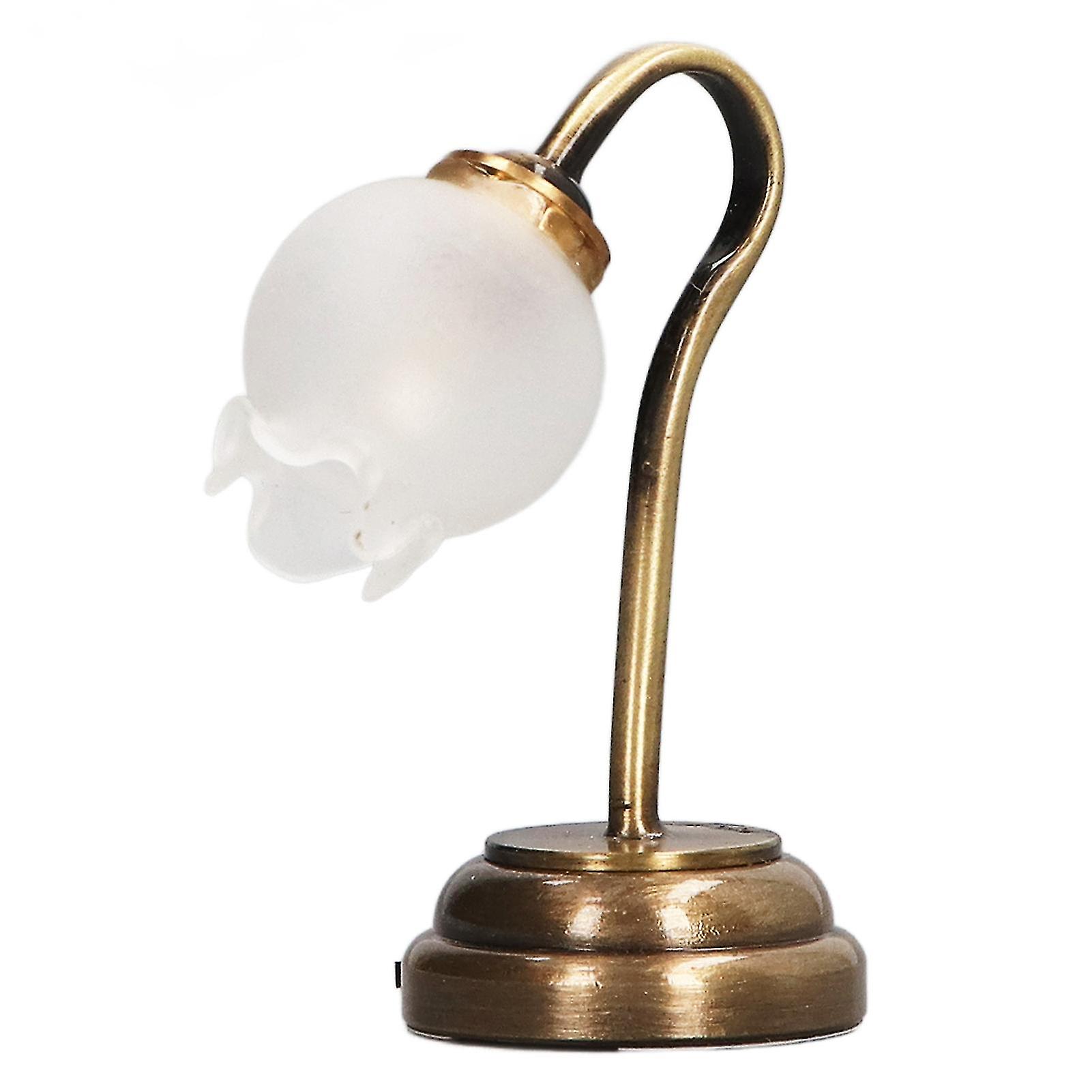Lampe de table miniature à l'échelle 1:12, modèle en forme de fleur, éclairage doux, simulation de lampe de bureau pour maison de poupée