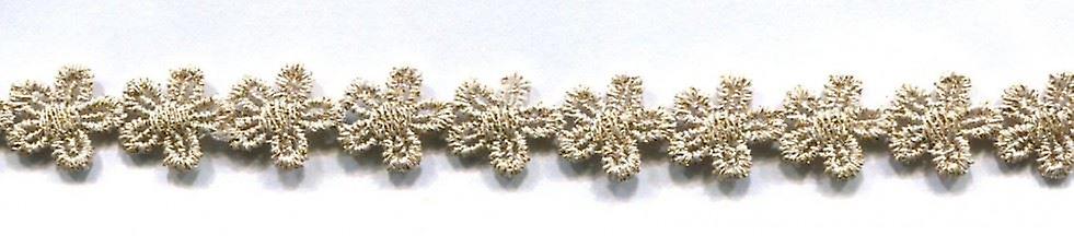 Minerva 12mm Metallic Flower Lace Trim Gold - per metre