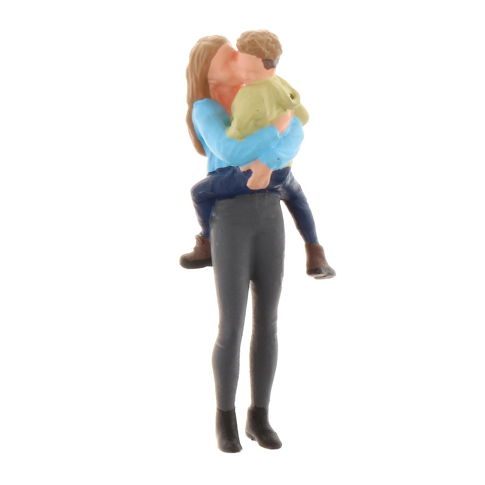 1:64 Model Mother and Child Figure People Building Sand Table Scenery Blue