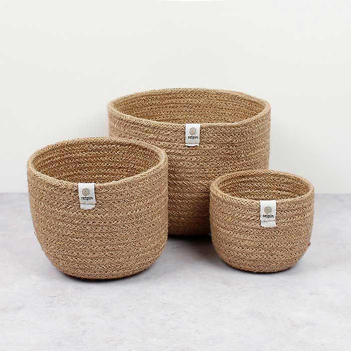 Tall Jute Bowls Set Of Three - Natural