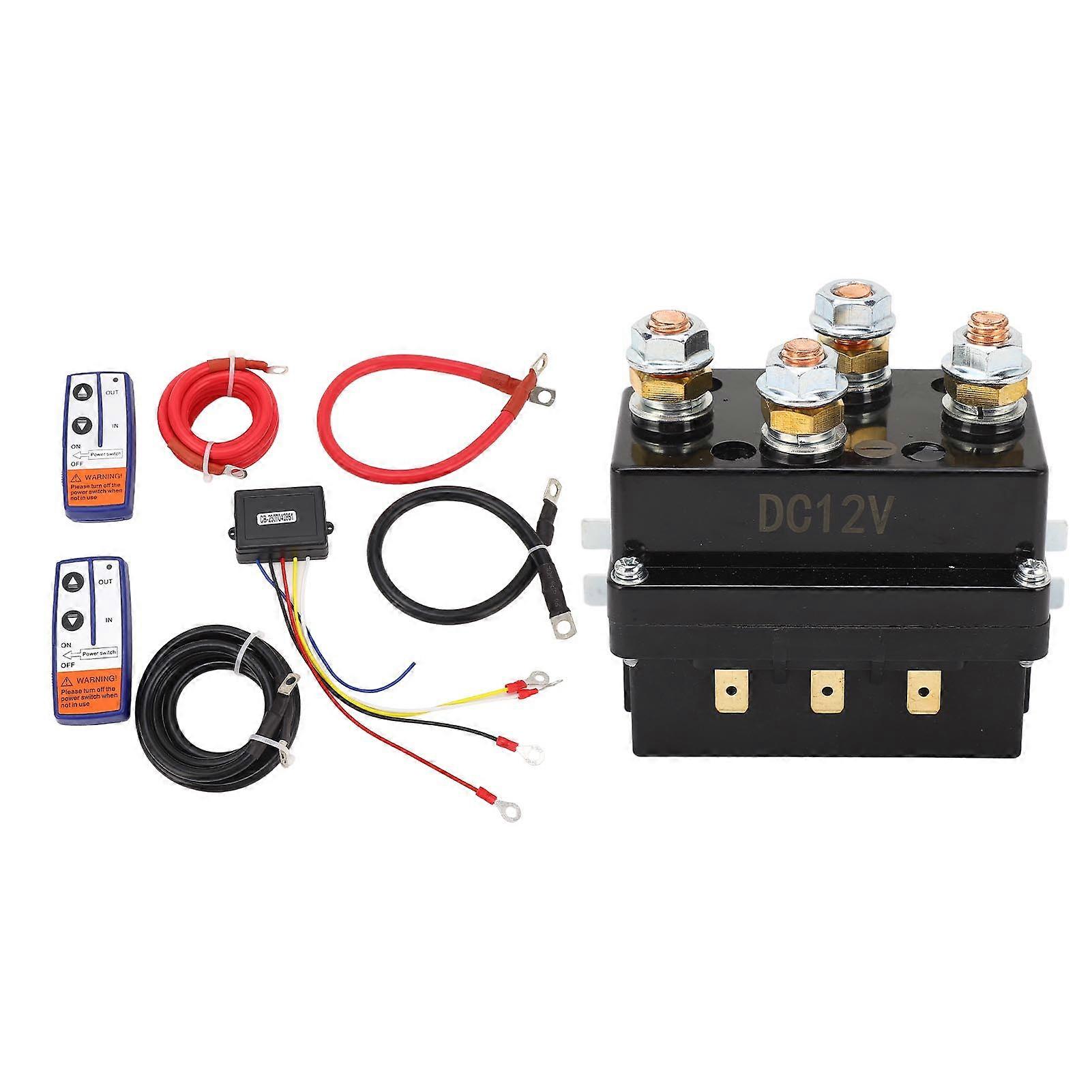 Risegun Remote Control Electric Winch Relay Electric Winch Relay Set with Remote Control, 250A 12Vfor SUV ATV Off Road Vehicle