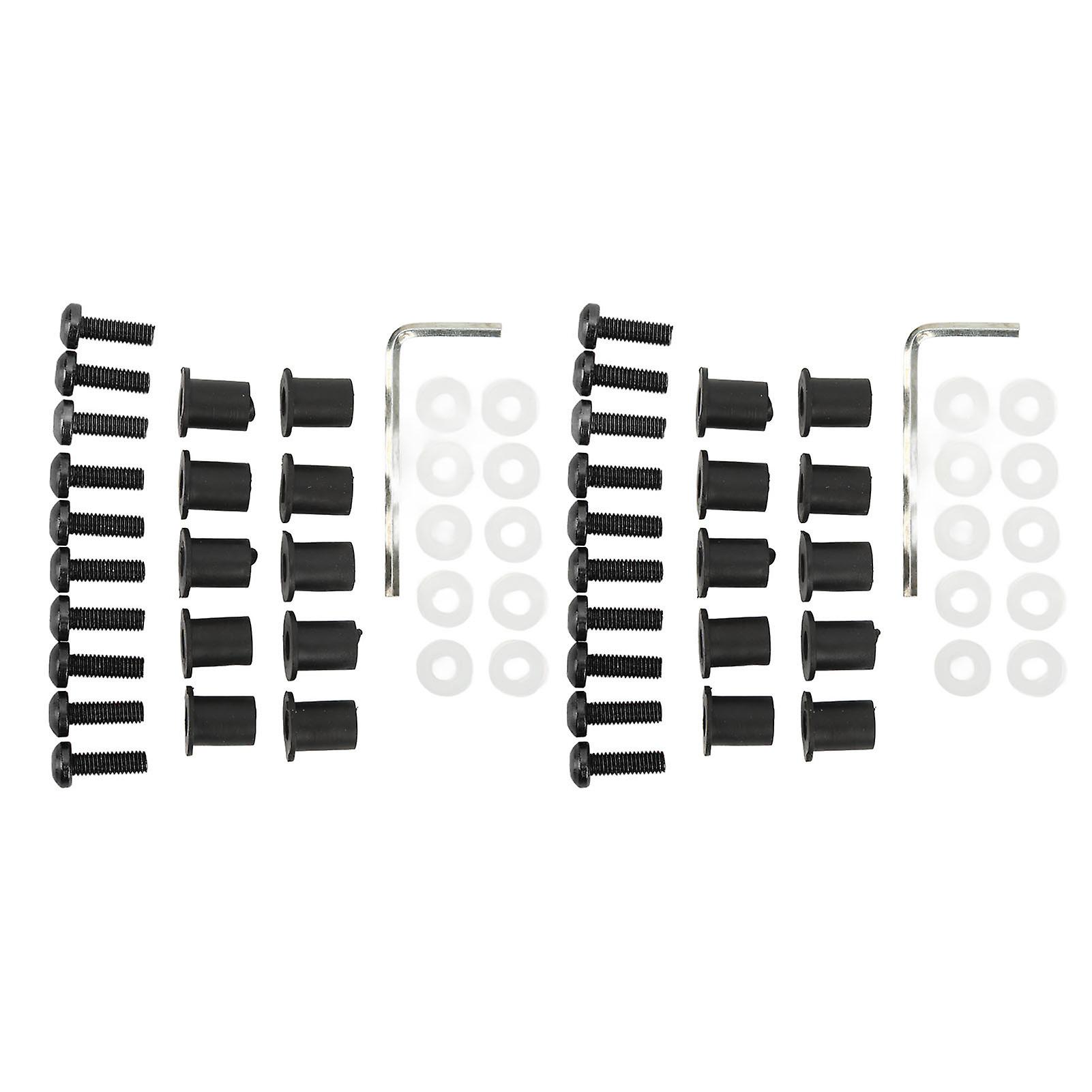 M5 Motorcycle Windshield Bolts Nuts Gaskets Set: Replacement for Suzuki - Black