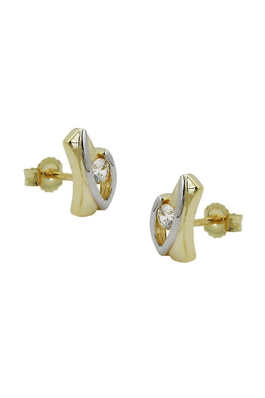 Stud Earrings Bi-coloured Zirconia 9k Gold - Gl431039