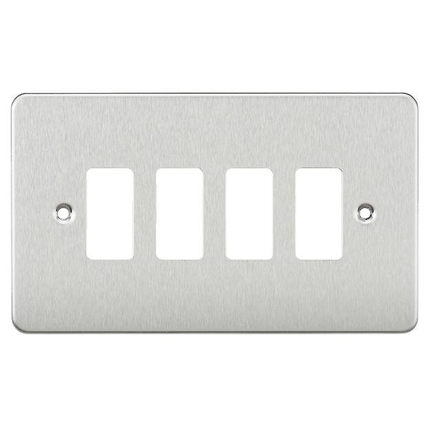 Knightsbridge Flat plate 4G grid faceplate - brushed chrome - GDFP004BC