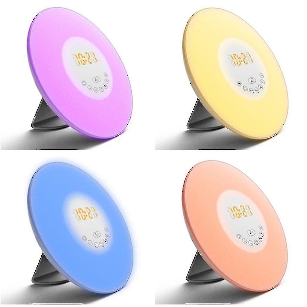 Unique Colorful Bedroom Wake-up RGB LED Sunrise Simulation Alarm Clock Light