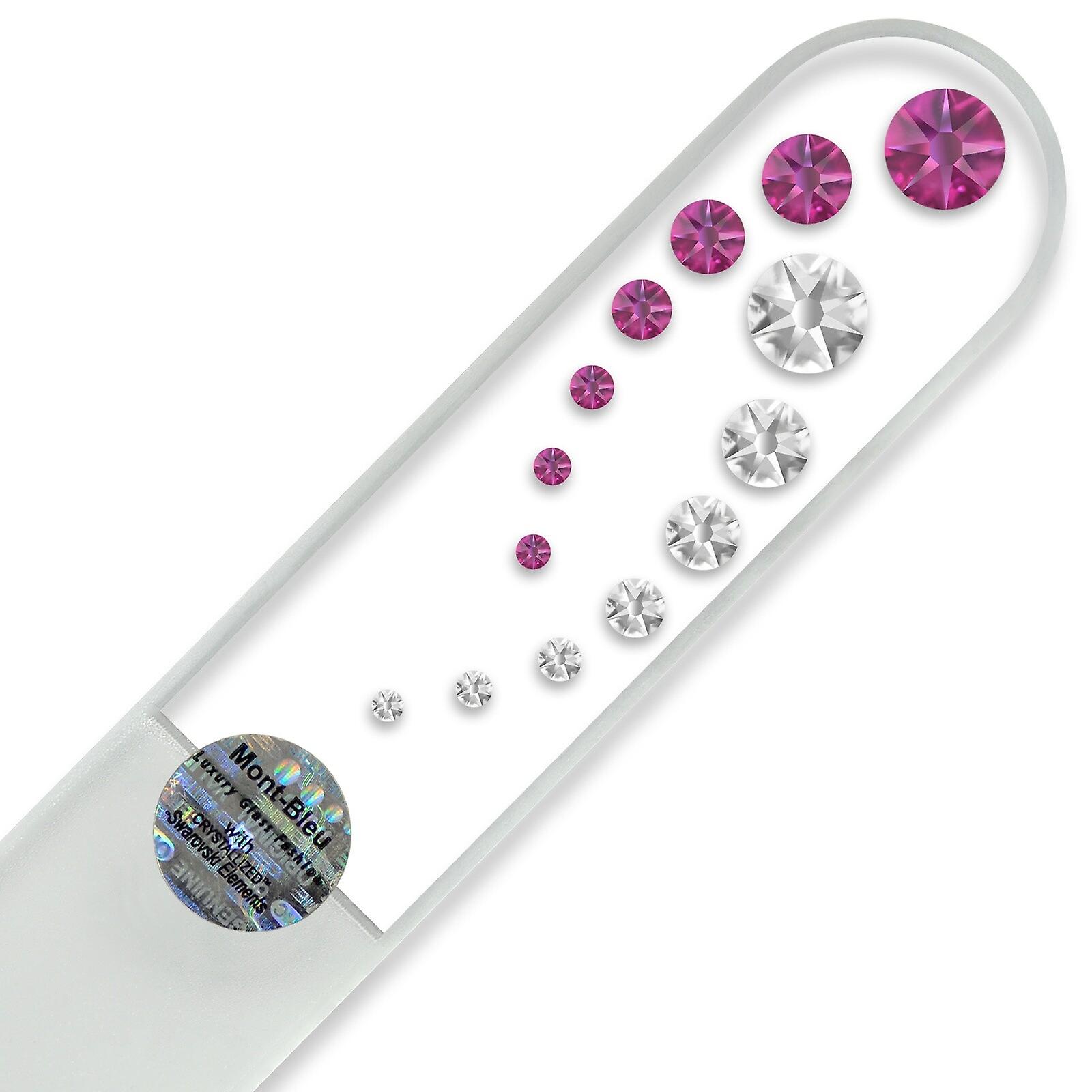 Mont Bleu Large Glass Nail File with crystals CO-B - Fuchsia - Crystal