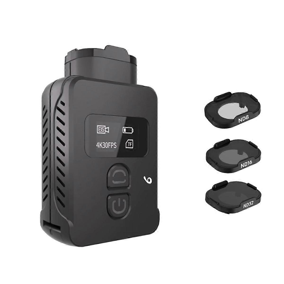 FPV Action Camera Recorder Anti-Shake 4K 30FPS 2.4G WiFi Action Sport Cam+ND Filter Set for FPV Drone Fishing,Without SD