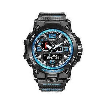 Relojes Jianghuo-Relojes de pulsera de cuarzo,Reloj deportivo pequeño para hombres Iluminación de luz digital analógica de doble pantalla Reloj de pulsera de cuarzo electrónico resistente al agua,Bla