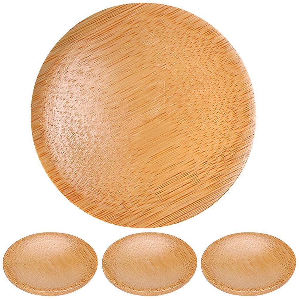 4pcs Round Bamboo Coasters Drink Small Bamboo Saucers Coffee Table Coasters
