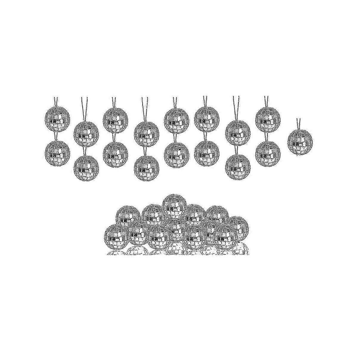 30pack ديسكو الكرة الفضة شنقا مرآة ديسكو كرات الحلي مع حبل عيد الميلاد حفل زفاف Mus