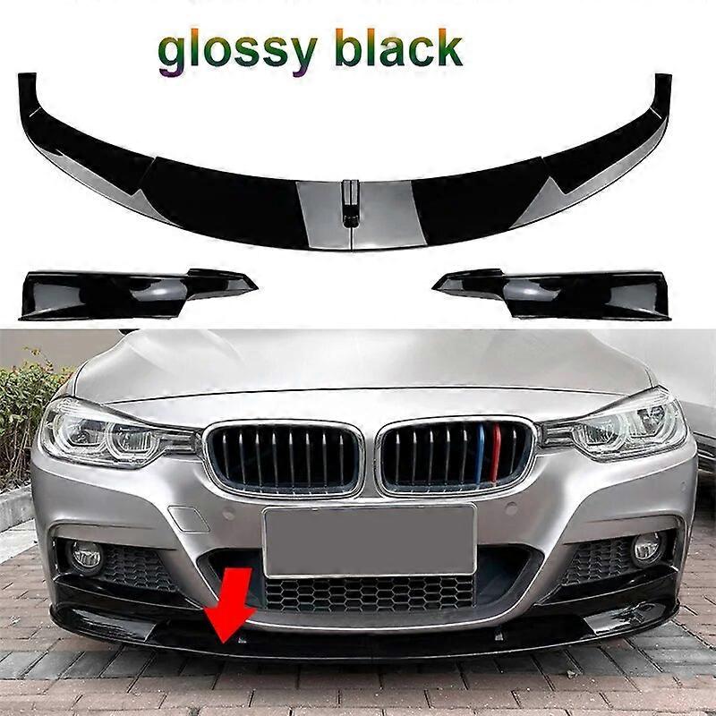 thumbnail image 2 of Gloss Black Front Splitter Lip Spoiler Canards For BMW F30 F31 M Sport 2011+ – ABS Plastic 2 of 4