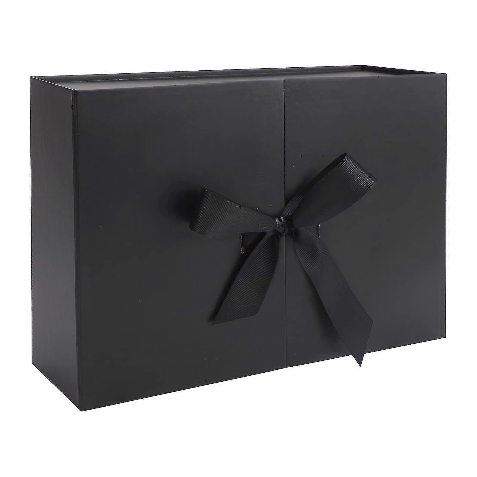 New ModelsLuxury Gift Box With Ribbon,folding Gift Cardboard Box For Presents With Lid 26.5x19x8cm Black