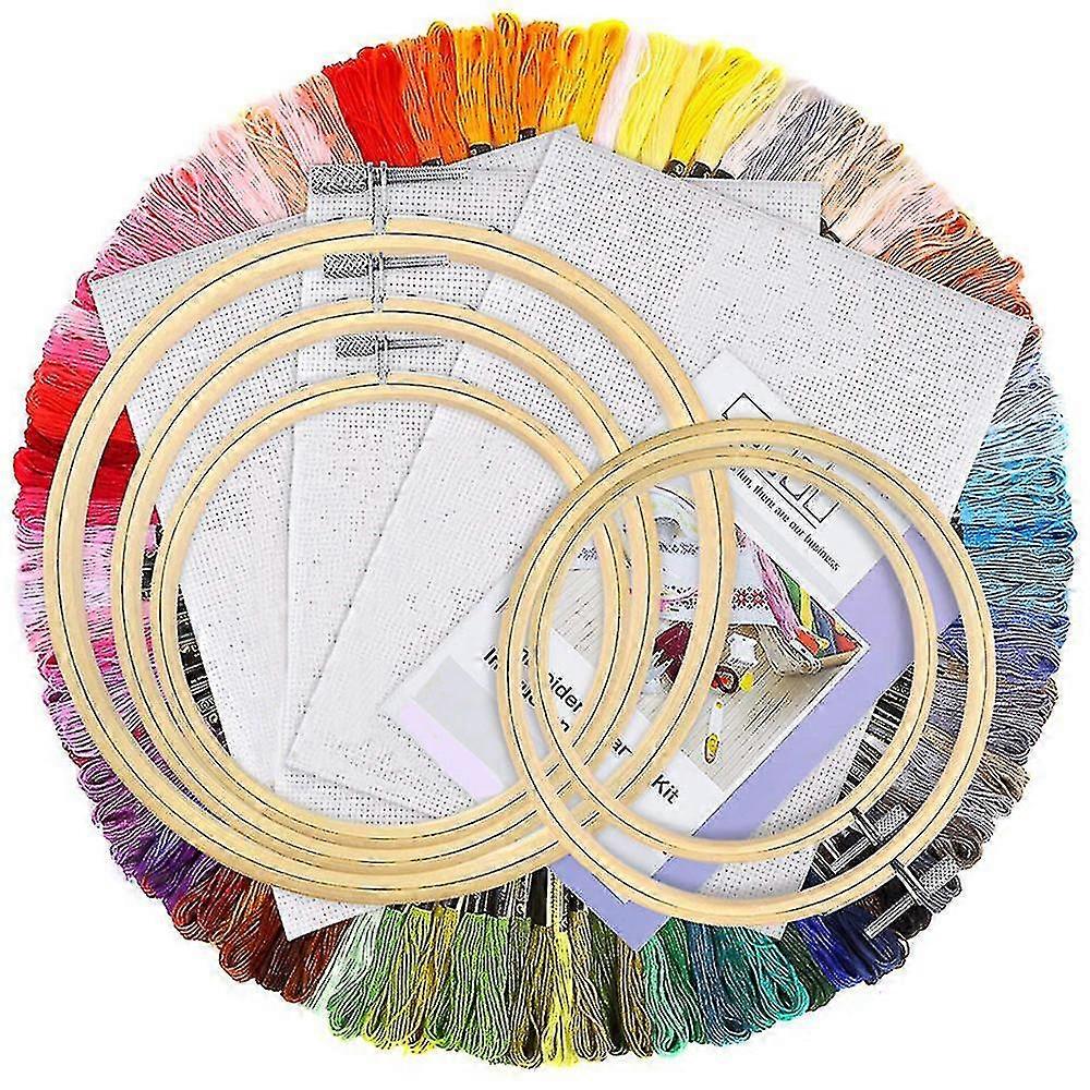 Embroidery Starter Kit - Embroidery Kit Including 100 Color Threads, Instructions, 5 Pcs B