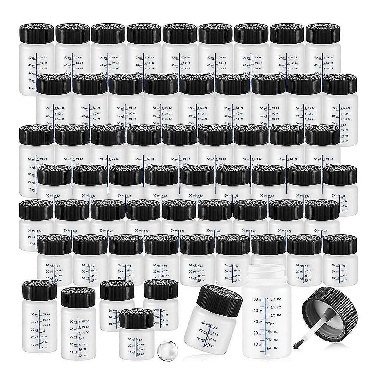 60 Pcs Touch Up Paint Bottles with Applicator Brush and Lids 2 Oz and 1 Oz Liquid Capacity Plastic