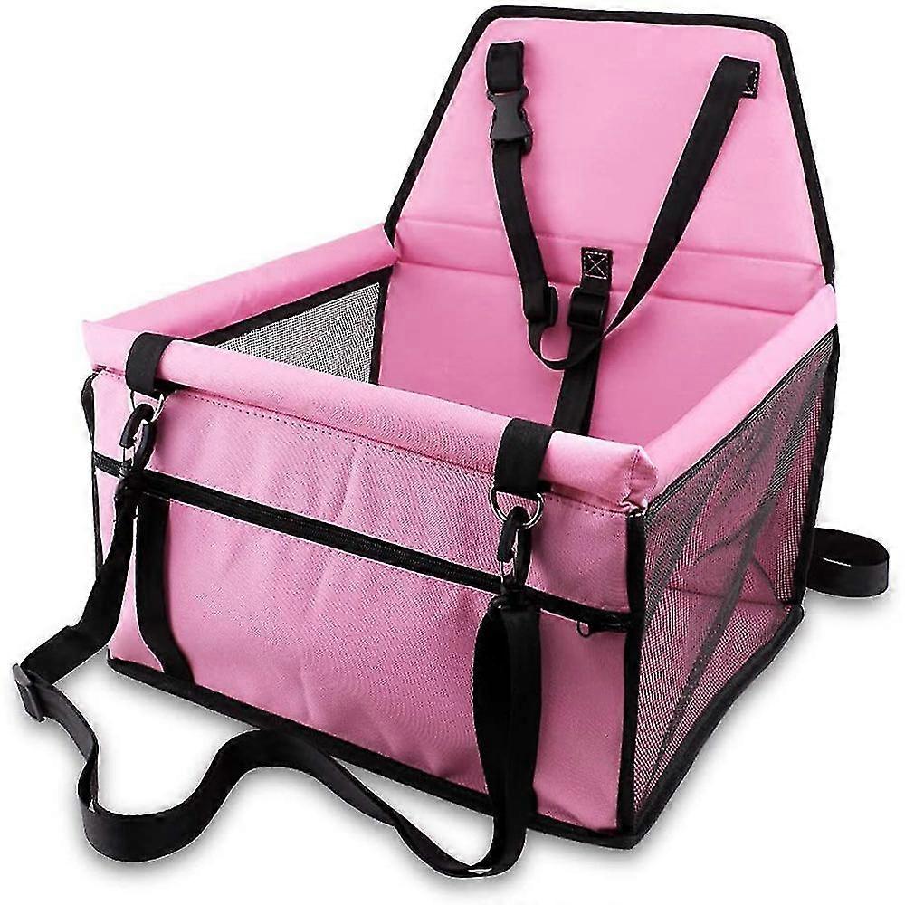 collapsible pet car seat with safety leash and zipper storage pocket