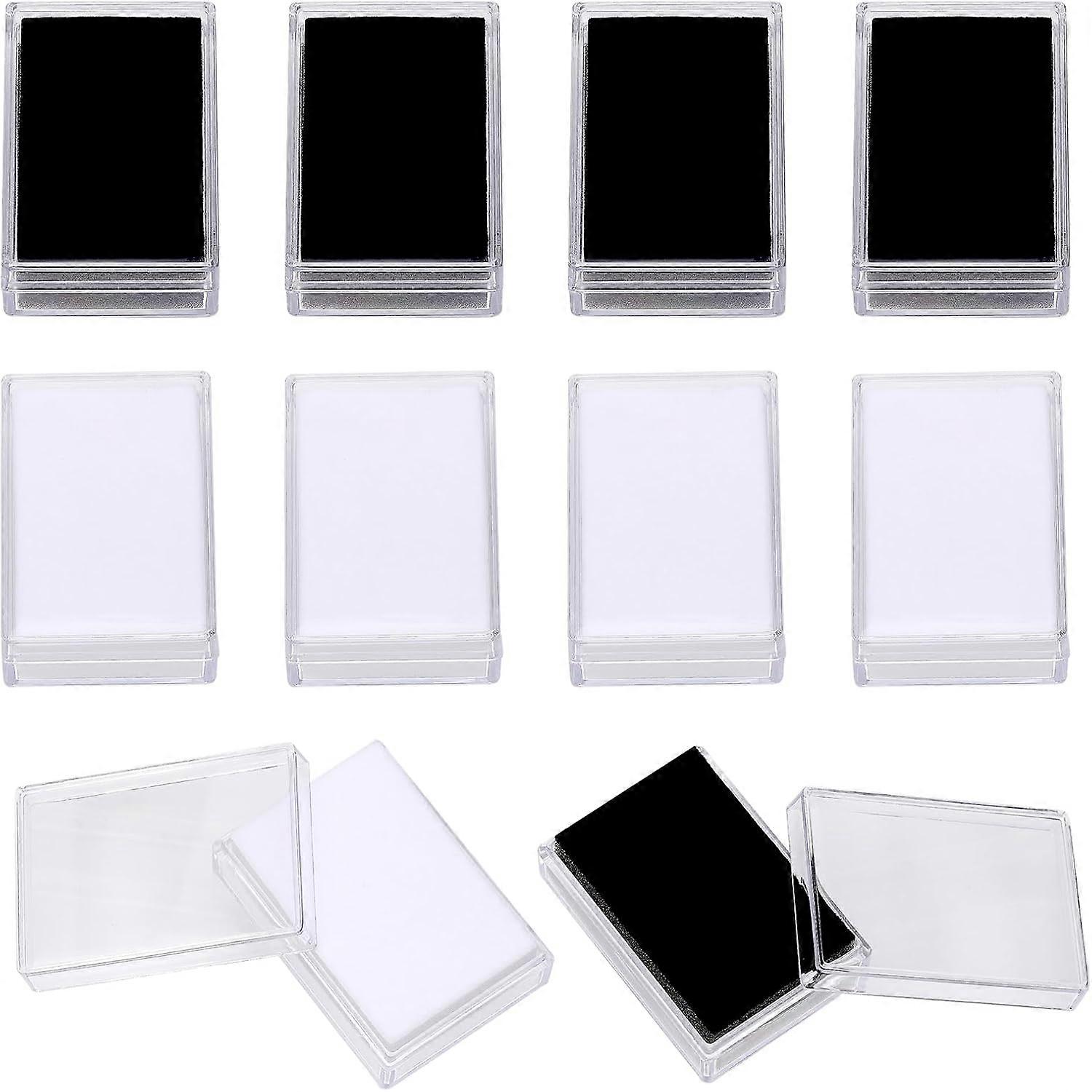10Pcs 2Colors Clear Gemstone Box Small Loose Diamond Gemstone Display Case Plastic Containers Holder with Clear Top Lids and Sponge Black and White 2x