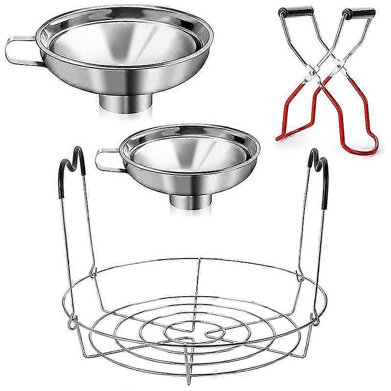 New Models 4 Pieces Canning Kit, 1PC Canning Rack+ 1PC Canning Tong+ 2PC Canning Funnels, Canning Supplies Can