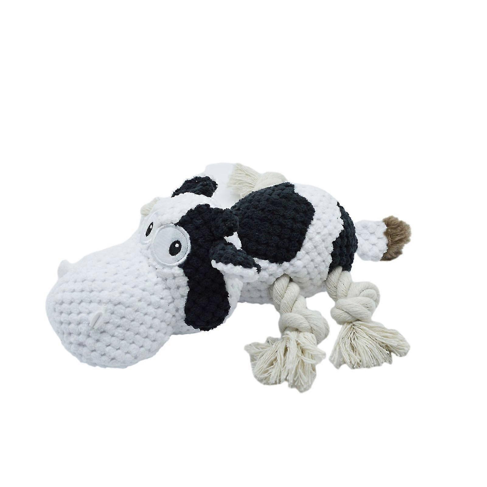 Interactive Cow Plush Dog Toy with Sound Natural Instincts Bite-Resistant Teeth-grinding Durable Plush Dog Toy-Good