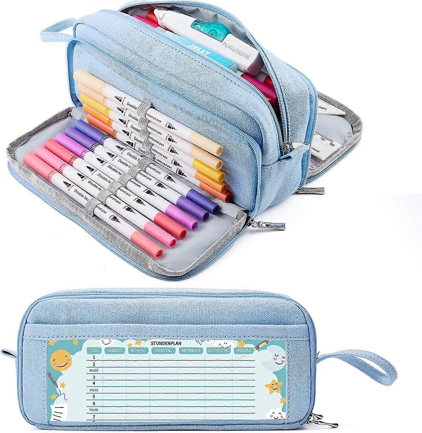 Estojo com 3 Compartimentos, Estojo de Grande Capacidade, Estojo para Lápis para Escola & Escritório