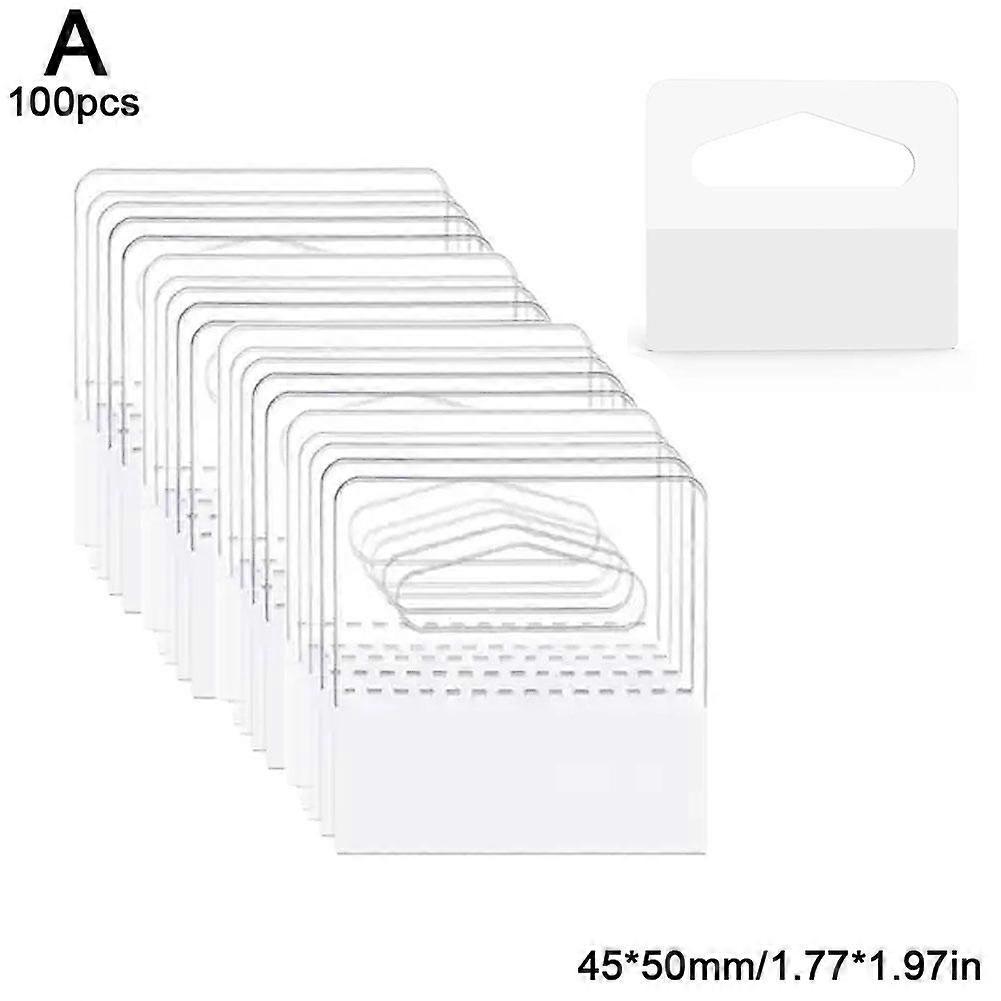100pcs PVC Slot Hole Adhesive Hang Tabs Tags Hook For Store Retail Display Self-adhesive Merchandising Hang Tabs
